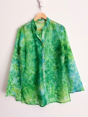 Vintage Penmans Green Sheer Blouse Coastal Resortcore L